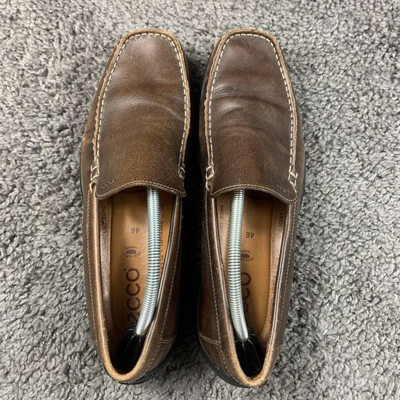 ECCO Mens Casual Dress Shoes Moc Brown Leather Slip On Driver Loafers Size EU 46 main image 6